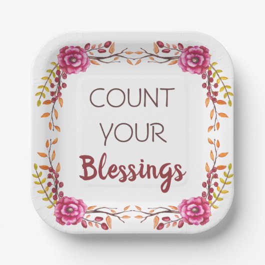 あなたの恵みを数える感謝祭ディナーパーティー ペーパープレート (正面)