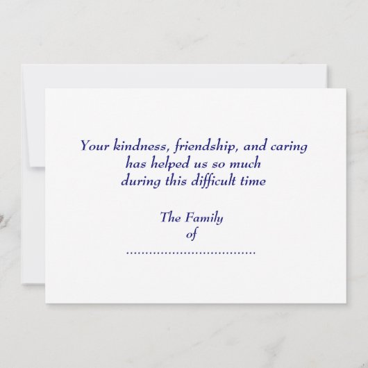 あなたの悔やみや弔慰を、パステル調の青い紫色ありがとう サンキューカード (裏面)