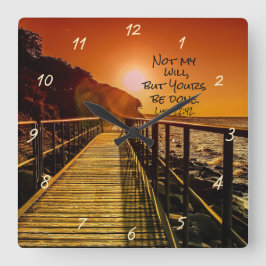 あなたの意思ではなく、あなたの御心のままに Luke 22:42 御言葉 スクエア壁時計