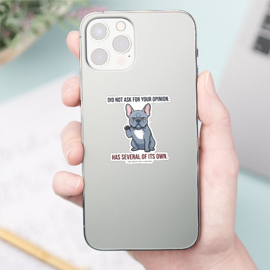 あなたの意見なんて聞いてないブルーフレンチブルドッグのデザイン シール (スマートフォン)