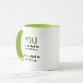 あなたの意見のおもしろいなオフィスのユーモアのマグに資格を与えられる マグカップ (正面左)