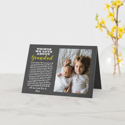 あなたの愛するすべての理由の祖父母の写真ギフト カード (黄色い花)