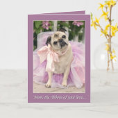 あなたの愛のパグの母の日カードリボン カード (黄色い花)