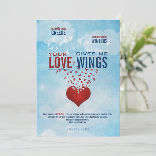 あなたの愛は私に翼-映画のポスターの結婚式--を与えます 招待状 (スタンド正面)