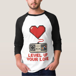 あなたの愛をレベルアップ!レトロピクセルゲームデザイン Tシャツ