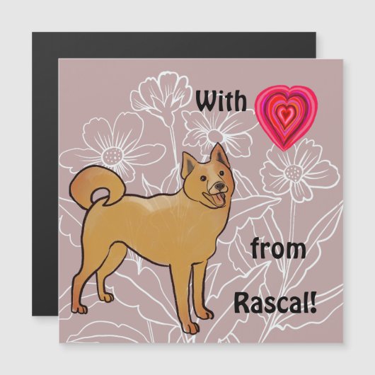 あなたの愛犬から愛を込めて - かわいいマグネットカード (正面/裏面)