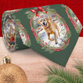 あなたの愛犬の写真を使ったグリーンクリスマス柄ネクタイ ネクタイ