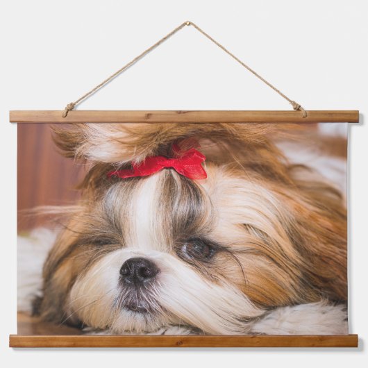 あなたの愛犬の子犬カスタムの写真アート 吊り下げ型タペストリー (正面)