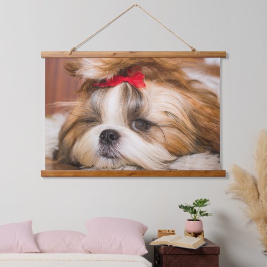 あなたの愛犬の子犬カスタムの写真アート 吊り下げ型タペストリー (寝室)