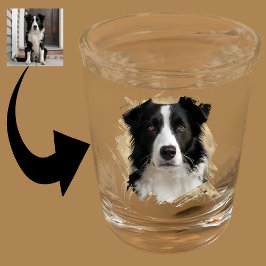 あなたの愛犬ボーダーコリーの顔・ヘッドフォトをデザインしよう ショットグラス