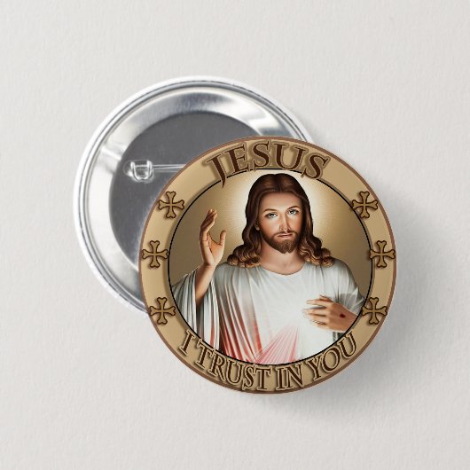 あなたの慈悲のイエス・キリスト神のIの信頼信仰的なイメージ 缶バッジ (正面&裏面)