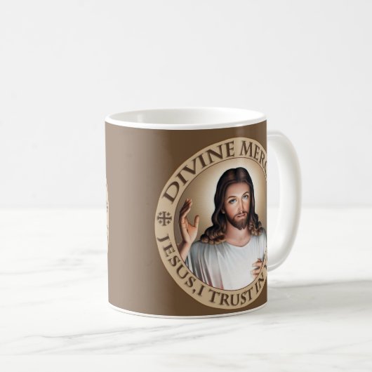 あなたの慈悲のイエス・キリスト神のIの信頼! 信仰的なギア コーヒーマグカップ (正面右)