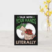 あなたの手で文字通りアメリカの手話で カード (黄色い花)