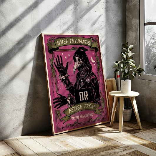 あなたの手を洗うペスト医師のバスルームおもしろいス ポスター