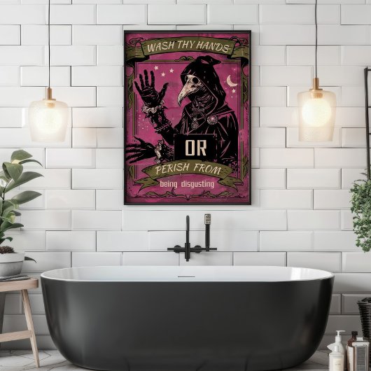 あなたの手を洗うペスト医師のバスルームおもしろいス ポスター