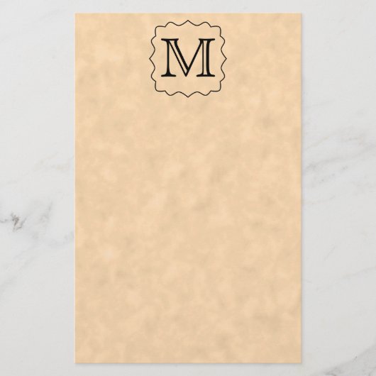 あなたの手紙。 カスタムなモノグラム。 黒及び羊皮紙 便箋 (正面)