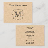 あなたの手紙。 カスタムなモノグラム。 黒及び羊皮紙 名刺 (正面/裏面)
