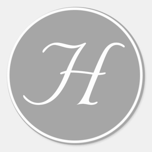 あなたの手紙、カスタムモノグラムHイニシャルグレー ラウンドシール (正面)