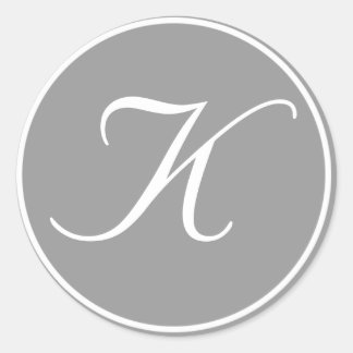 あなたの手紙、カスタムモノグラムKイニシャルグレー ラウンドシール