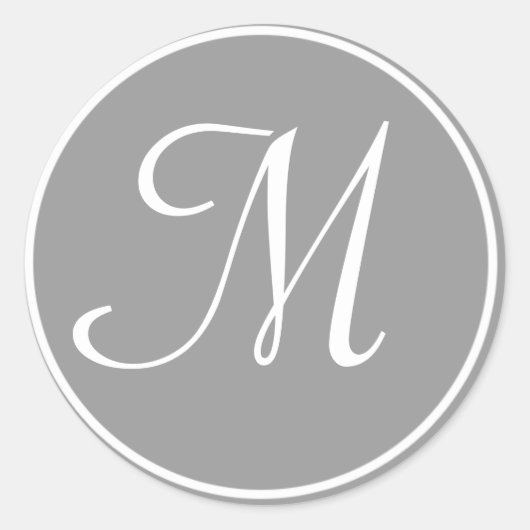 あなたの手紙、カスタムモノグラムMイニシャルグレー ラウンドシール (正面)
