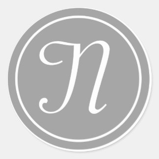 あなたの手紙、カスタムモノグラムNイニシャルグレー ラウンドシール