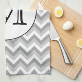 あなたの手紙。グレージグザグパターンモノグラム。 キッチンタオル (四つ折り)