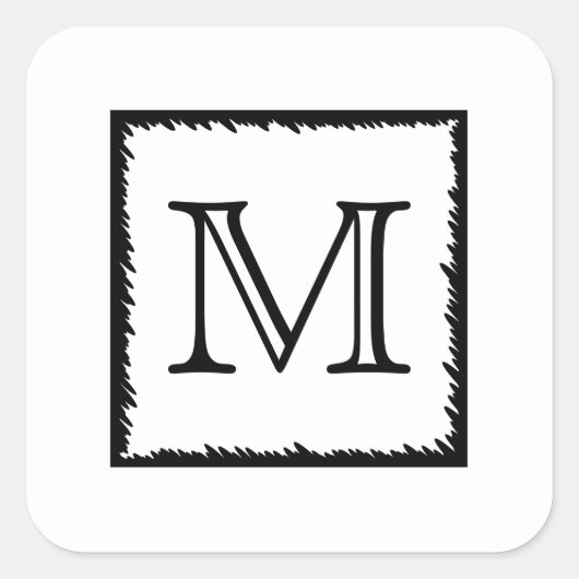 あなたの手紙。モノグカスタムラム。白黒 スクエアシール (正面)