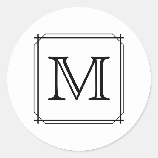 あなたの手紙。モノグカスタムラム。白黒 ラウンドシール (正面)