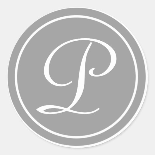 あなたの手紙、モノグラムP、イニシャルグレー ラウンドシール (正面)