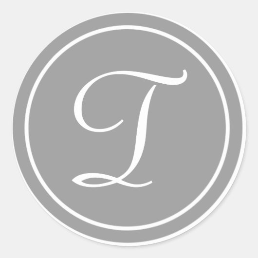 あなたの手紙、モノグラムT、イニシャルグレー ラウンドシール (正面)