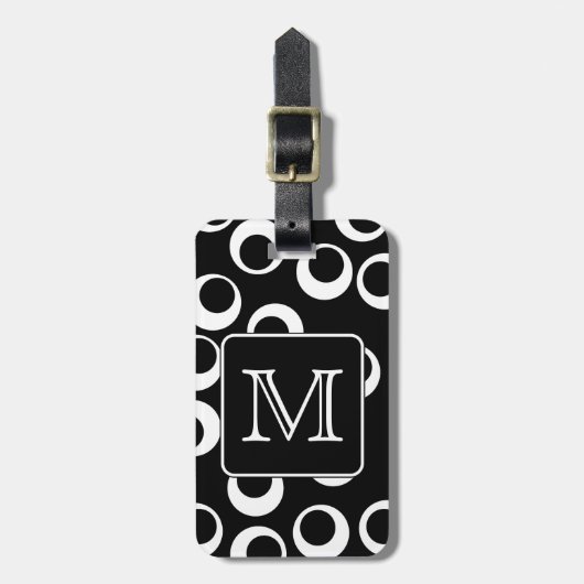 あなたの手紙。 白黒モノグラム。 おもしろいパターン ラゲッジタグ (正面縦)