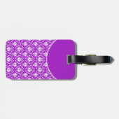 あなたの手紙。 紫色および白いダマスク織パターン ラゲッジタグ (裏面横)