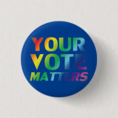 "あなたの投票が重要"青いプライドlgbtqボタンのピン 缶バッジ (正面)
