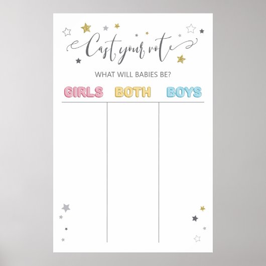 あなたの投票の双子の性別のリビールサイン、中立をキャスト ポスター (正面)