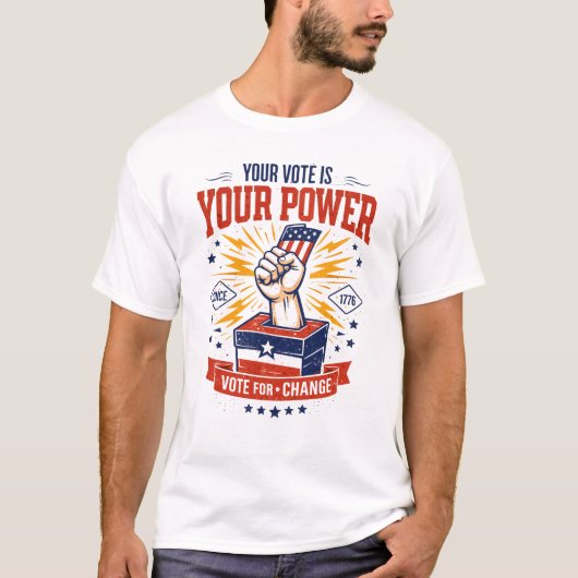 あなたの投票はあなたの力 愛国的なデザイン Tシャツ (正面)