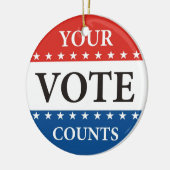 あなたの投票は米国の大統領の選挙の政治を数えます セラミックオーナメント (左)
