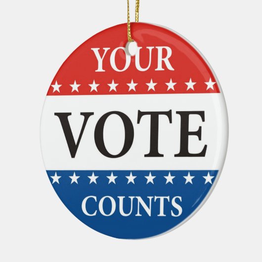 あなたの投票は米国の大統領の選挙の政治を数えます セラミックオーナメント (左)