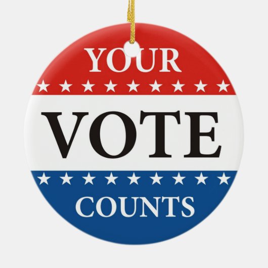 あなたの投票は米国の大統領の選挙の政治を数えます セラミックオーナメント (裏面)