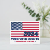 あなたの投票数USA国旗2024の選挙 ポストカード (スタンド正面)