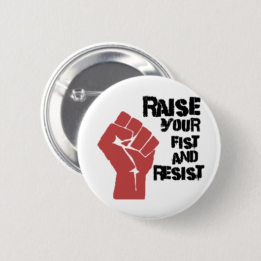 あなたの握りこぶしを上げ、抵抗して下さい 缶バッジ (正面&裏面)