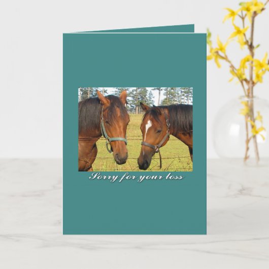 あなたの損失のために申し訳なく、悔やみや弔慰2つの悲しい馬 カード (黄色い花)