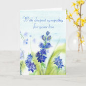 あなたの損失の青い水彩画の花のための悔やみや弔慰 カード (黄色い花)