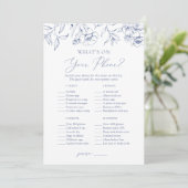 あなたの携帯に何が入っている？ フローラル ブライダルシャワー ゲーム 招待状 (スタンド正面)