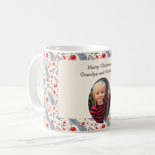 あなたの文字および写真のクリスマスはpattern.v.2と襲います コーヒーマグカップ (正面左)