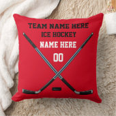 あなたの文字および色のアイスホッケーの枕 クッション (ブランケット)