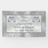 あなたの文字が付いているダイヤモンド第60記念日の旗 横断幕 (横)