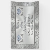 あなたの文字が付いているダイヤモンド第60記念日の旗 横断幕 (縦)