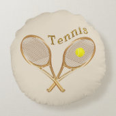 あなたの文字が付いているパーソナライズなテニス・ボールの枕 ラウンドクッション (裏面)