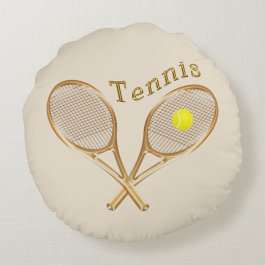 あなたの文字が付いているパーソナライズなテニス・ボールの枕 ラウンドクッション (裏面)