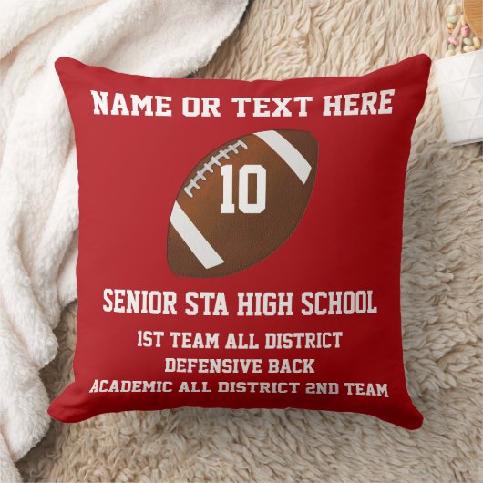 あなたの文字が付いているパーソナライズなフットボール賞の枕 クッション (ブランケット)